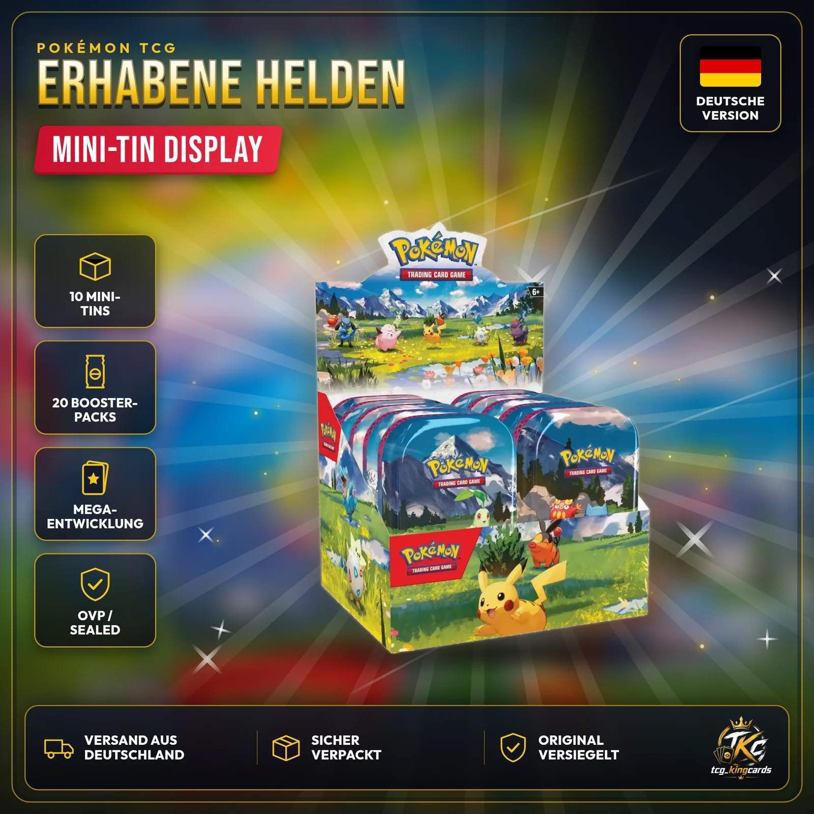 Pokémon Erhabene Helden Mini-Tin Display – Deutsch – Produktbild KINGCARDS