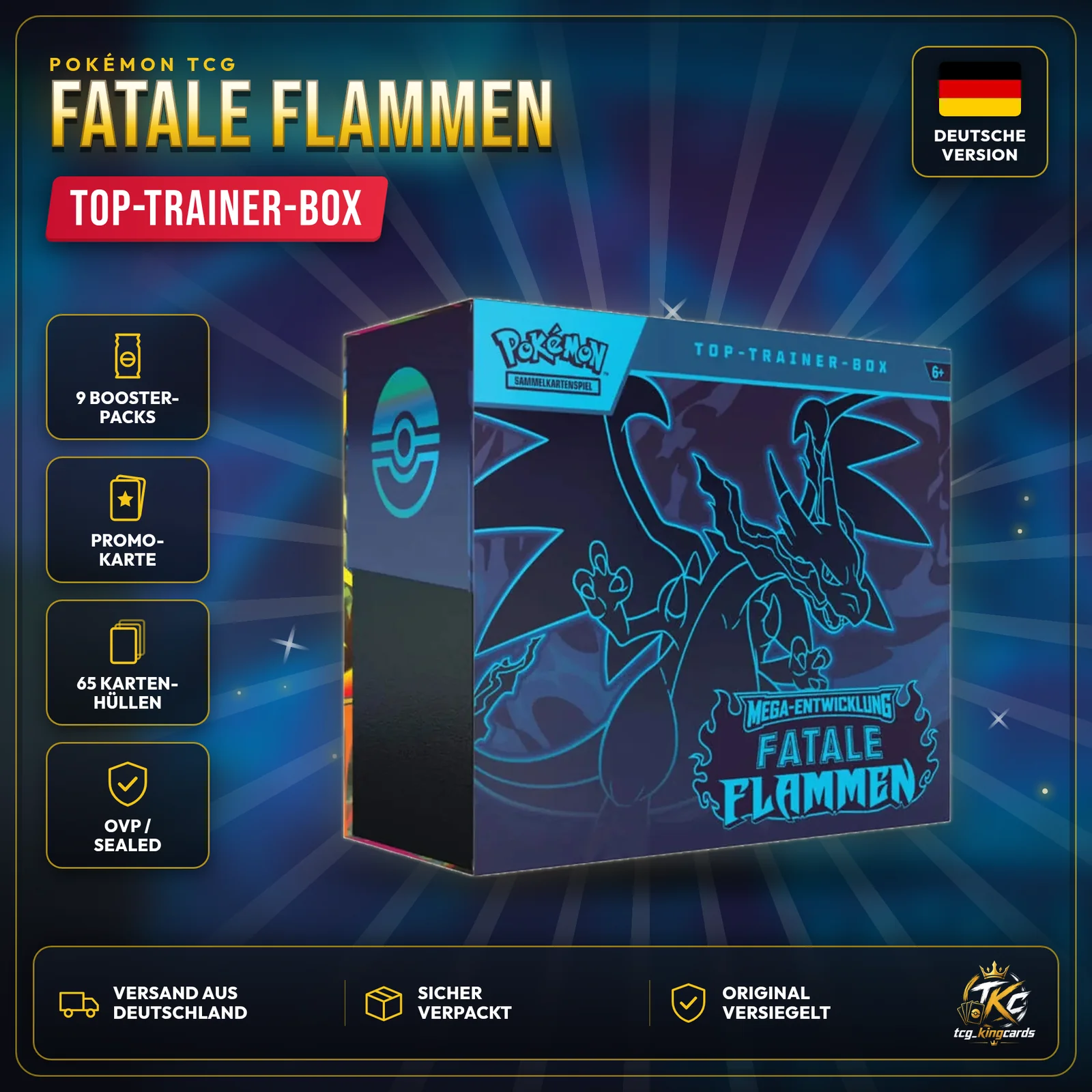 Pokémon Fatale Flammen Top-Trainer-Box – Deutsch – Produktbild KINGCARDS