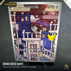 Pokémon Galar-Mauzi (Galarian Meowth) 141/128 IR – 30th Celebration – Englisch – echtes Foto genau dieser Karte