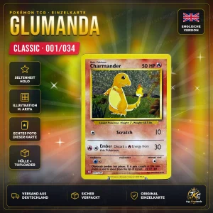 Pokémon Glumanda (Charmander) 001/034 Holo – Pokémon TCG Classic (CLC) – Englisch – Produktbild KINGCARDS