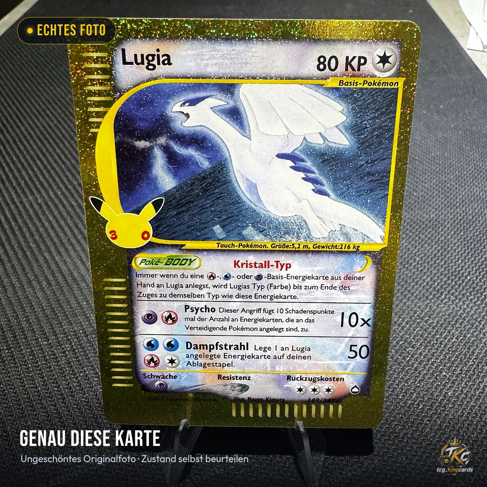 Pokémon Lugia Kristall-Typ 149/147 – 30 Jahre: Klassische Sammlung – Deutsch – echtes Foto genau dieser Karte