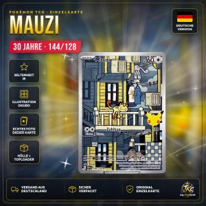 Pokémon Mauzi (Meowth) 144/128 IR – 30 Jahre – Deutsch – Produktbild KINGCARDS