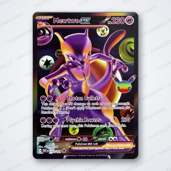 Pokémon Mewtu-ex (Mewtwo ex) 157/128 Futuristic Rare – 30th Celebration – Englisch