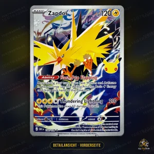 Pokémon Zapdos 133/128 IR – 30th Celebration – Englisch – Detailansicht Vorderseite