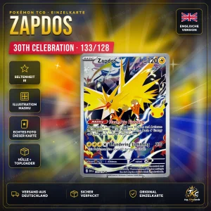 Pokémon Zapdos 133/128 IR – 30th Celebration – Englisch – Produktbild KINGCARDS